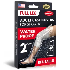 100% Waterproof Cast Covers for Shower Leg - Tight Seal - 2pk Reusable Adult Full Leg Cast Protectors - Thigh, Knee, Ankle, Foot - Strong and Durable