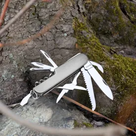 11 in 1 Multi-Function Camping Pocket Knife, Stainless Steel Swiss Style, Multitool Pocket Knife, Outdoor, Folding (Silver)