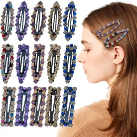 15 Pcs Rhinestone Crystal Hair Clips Fancy Snap Hair Barrettes Sparkly Glitter Diamond Hairpins Decorative Metal Hair Clips Wedding Hair Accessories for Women Girls