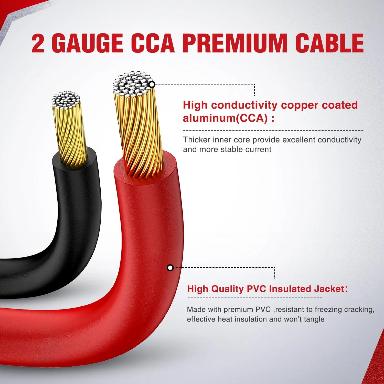 2 Gauge 20 FT Heavy Duty Jumper Cable