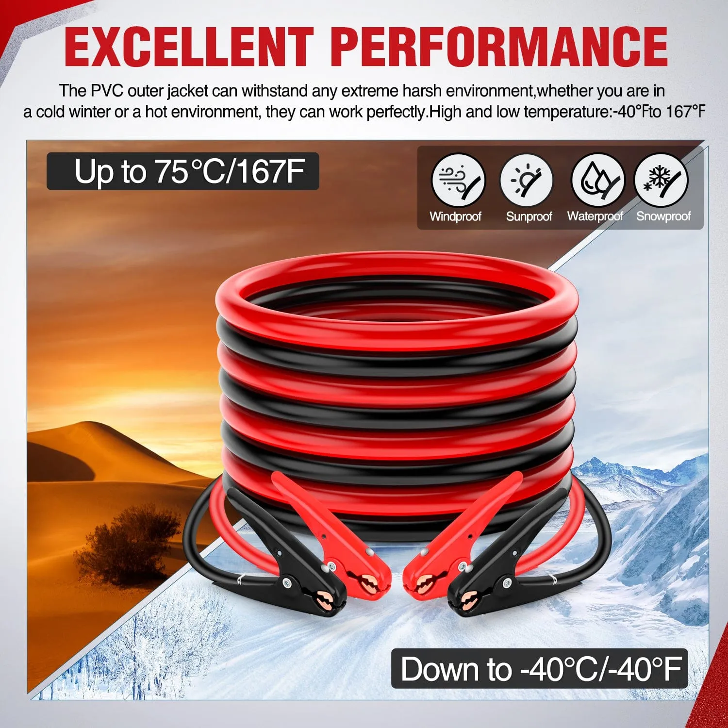 2 Gauge 20 FT Heavy Duty Jumper Cable