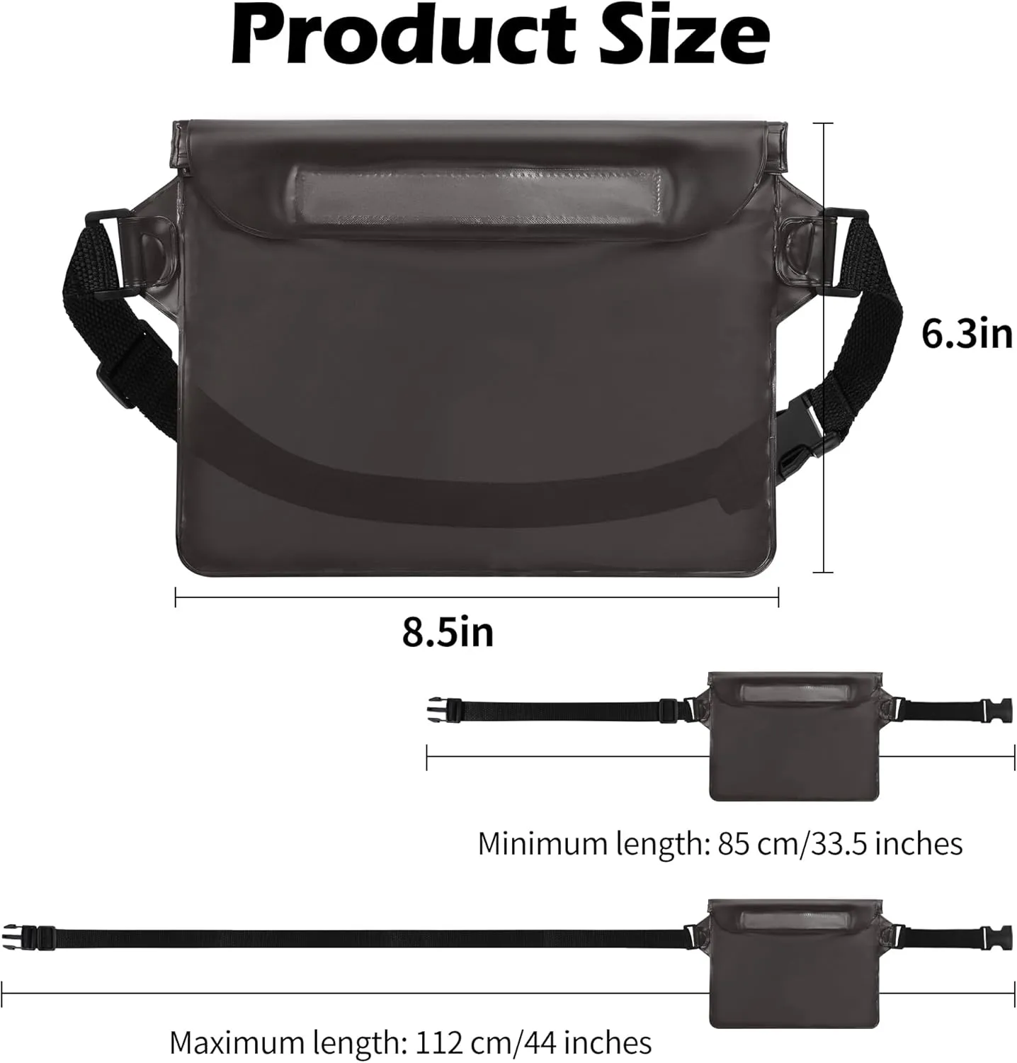 2-Pack Waterproof Pouch with Adjustable Waist Strap, Waterproof Dry Bag, Keeps Cell Phones and Valuables Safe and Dry, Perfect for Kayaking, Beach, Camping and Swimming (Black   Sky Blue)