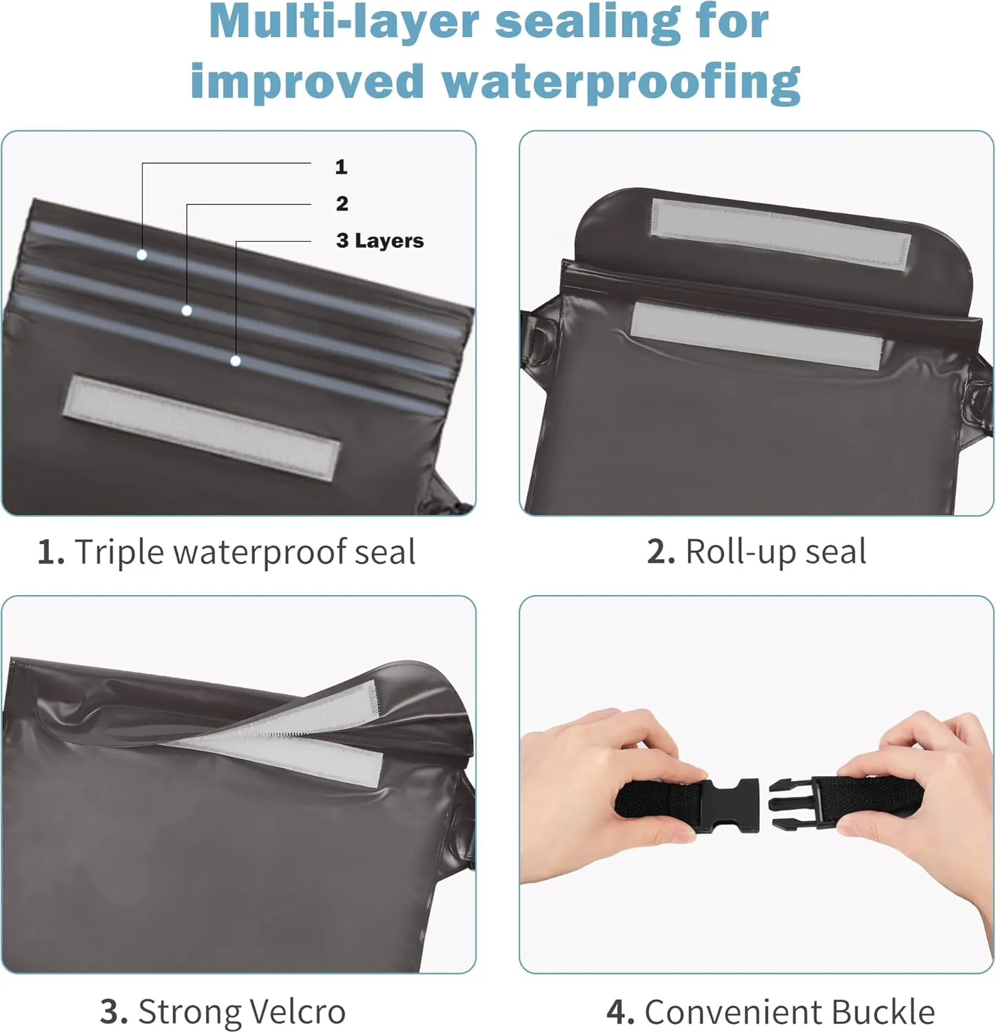 2-Pack Waterproof Pouch with Adjustable Waist Strap, Waterproof Dry Bag, Keeps Cell Phones and Valuables Safe and Dry, Perfect for Kayaking, Beach, Camping and Swimming (Black   White)