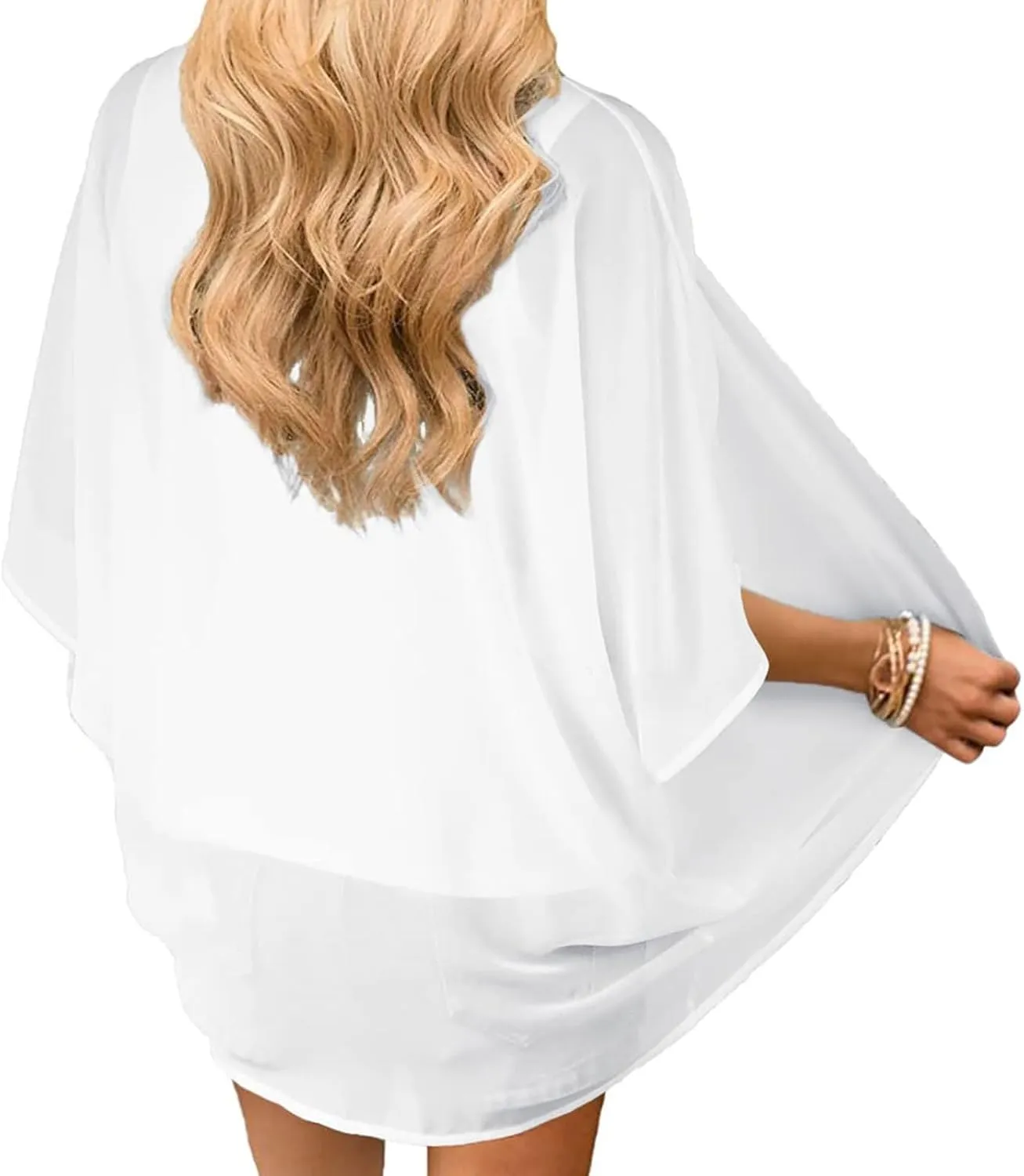 2025 Solid Color Cardigans Women's Puff Sleeve Kimono Cardigan Casual Loose Cover Up Boho Blouse Tops Summer Boho Clothes