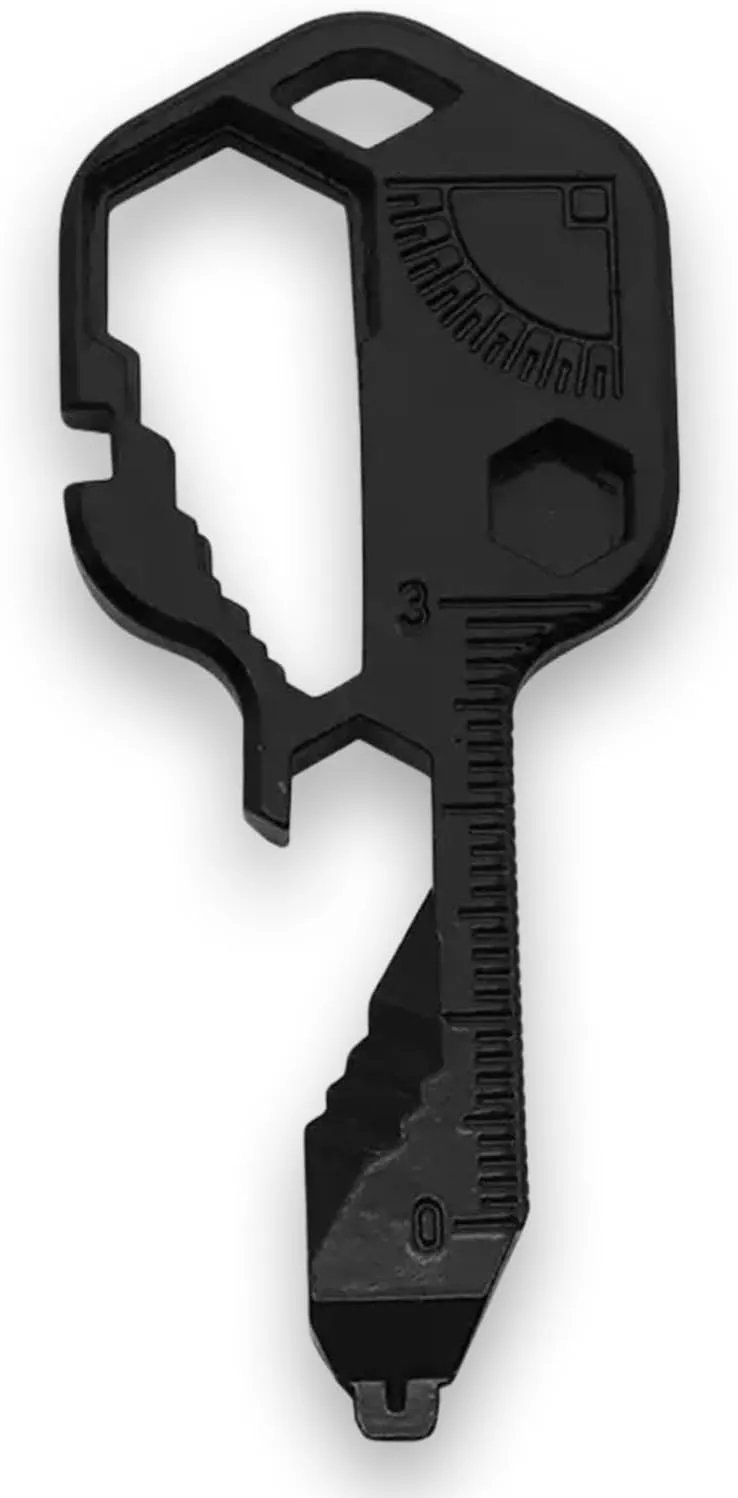 24-in-1 Multi-Tool Key - Portable Stainless Steel Key Tool with Screwdriver, Wrench, Bottle Opener, Keychain Tools for Outdoor, Camping, Hiking & Everyday Carry (Black)