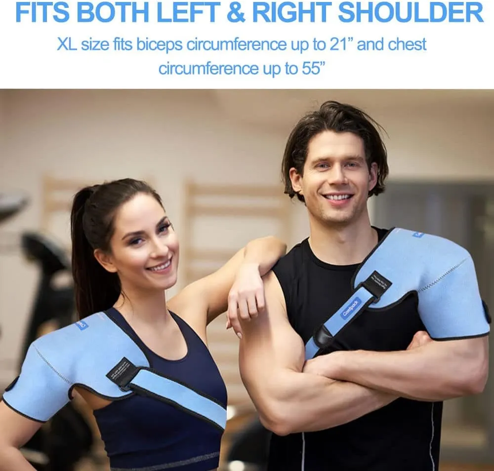 3D XL Rotator Cuff Hot Cold Therapy Shoulder Support Ice Wrap for Frozen Shoulder, Sports Injuries, Bursitis, Tendinitis, Surgery Recovery, Left or Right Blue