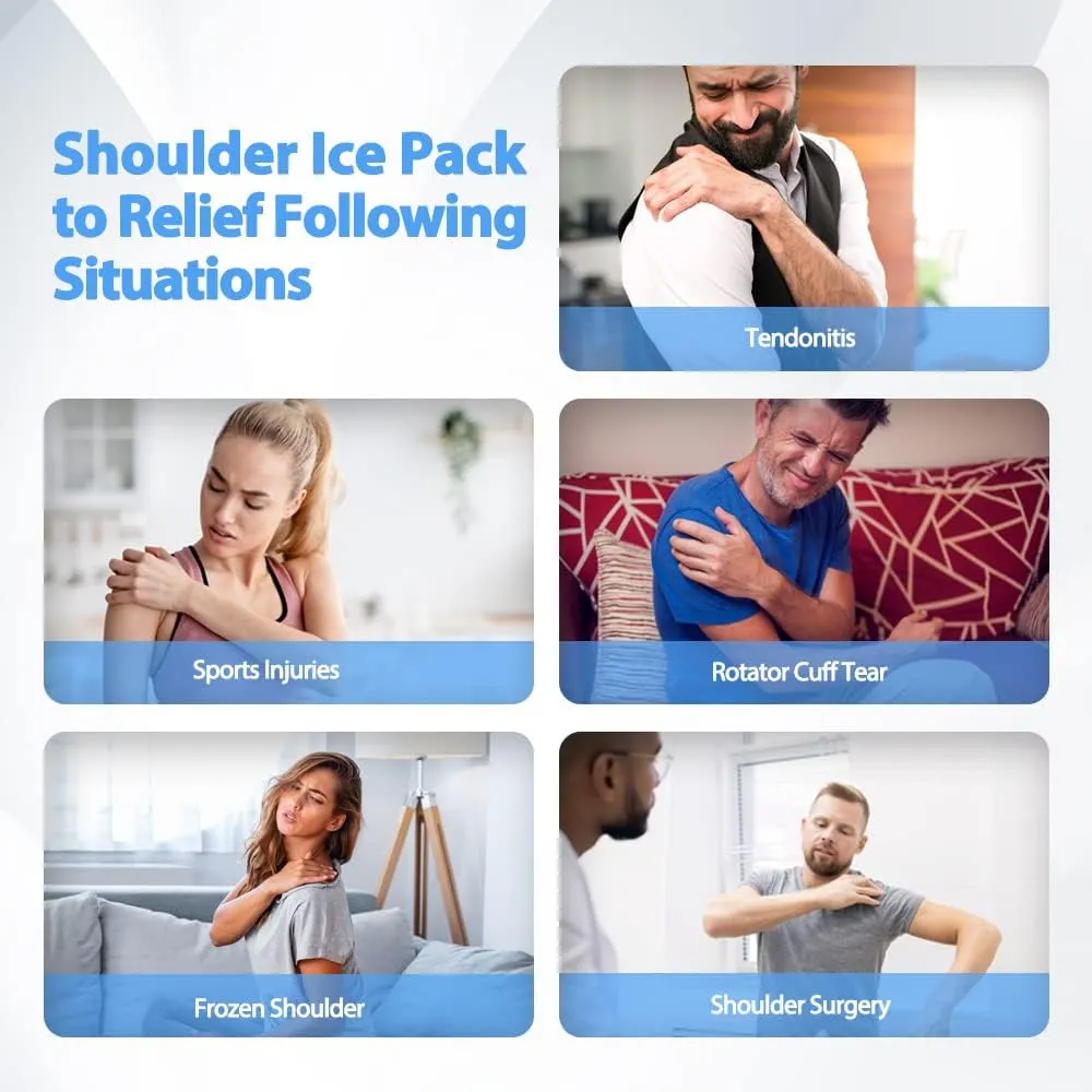 3D XL Rotator Cuff Hot Cold Therapy Shoulder Support Ice Wrap for Frozen Shoulder, Sports Injuries, Bursitis, Tendinitis, Surgery Recovery, Left or Right Blue