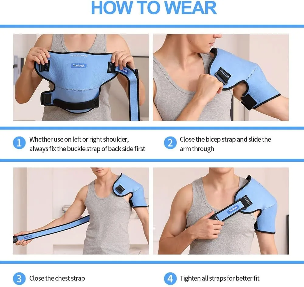 3D XL Rotator Cuff Hot Cold Therapy Shoulder Support Ice Wrap for Frozen Shoulder, Sports Injuries, Bursitis, Tendinitis, Surgery Recovery, Left or Right Blue