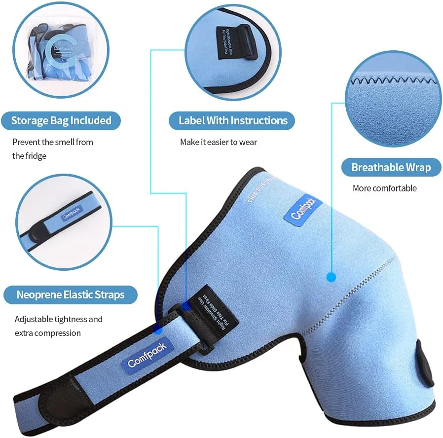 3D XL Rotator Cuff Hot Cold Therapy Shoulder Support Ice Wrap for Frozen Shoulder, Sports Injuries, Bursitis, Tendinitis, Surgery Recovery, Left or Right Blue
