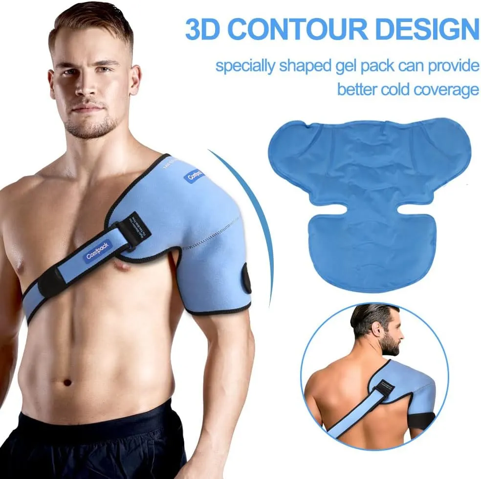 3D XL Rotator Cuff Hot Cold Therapy Shoulder Support Ice Wrap for Frozen Shoulder, Sports Injuries, Bursitis, Tendinitis, Surgery Recovery, Left or Right Blue