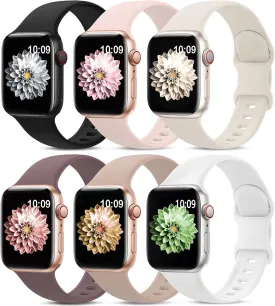 6 Pack Sport Bands Compatible with Apple Watch Band 38mm 40mm 41mm 42mm 44mm 45mm 49mm 46mm,Silicone Waterproof Strap Compatible with iWatch Apple Watch Series 10 9 Ultra 8 7 6 5 4 3 2 1 SE Women Men