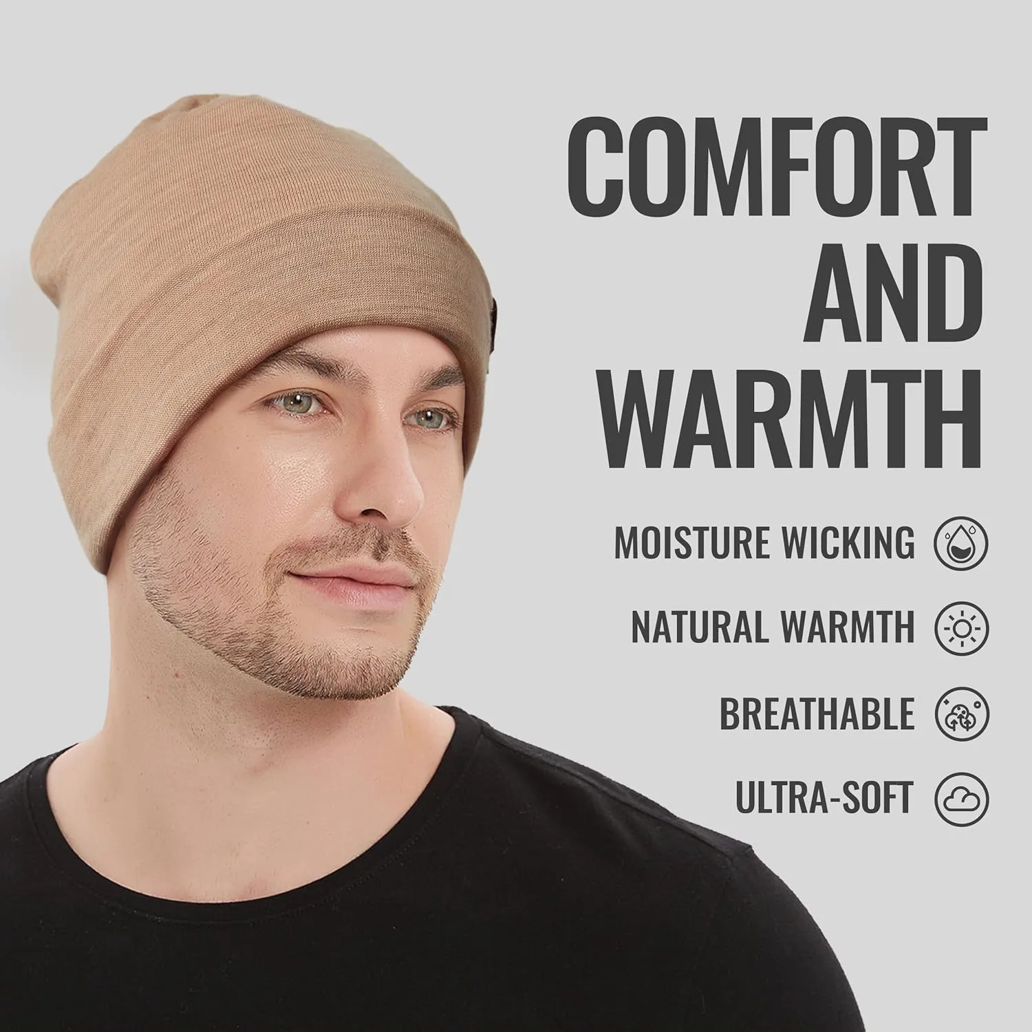 ACUSHLA 100% Merino Wool Cuff Beanie for Men & Women Knitted Winter Hat Unisex Watch Cap Skull Wrap for Cold Weather
