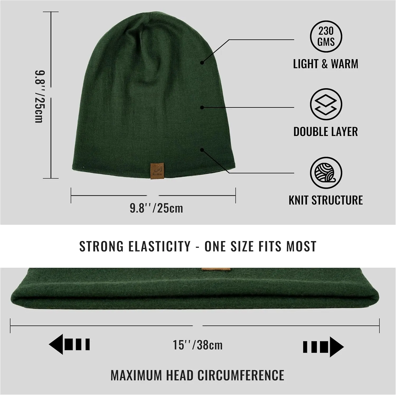 ACUSHLA 100% Merino Wool Cuff Beanie for Men & Women Knitted Winter Hat Unisex Watch Cap Skull Wrap for Cold Weather