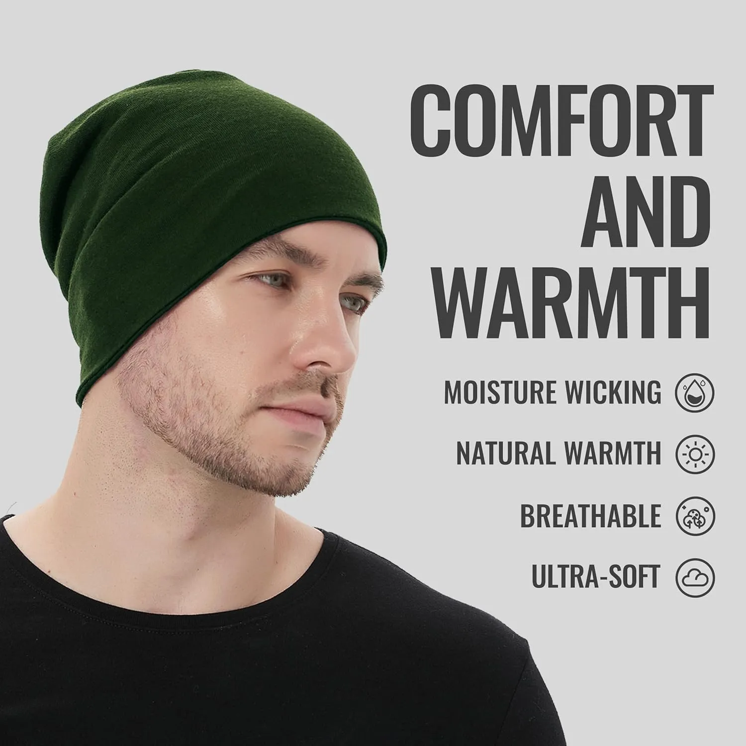 ACUSHLA 100% Merino Wool Cuff Beanie for Men & Women Knitted Winter Hat Unisex Watch Cap Skull Wrap for Cold Weather