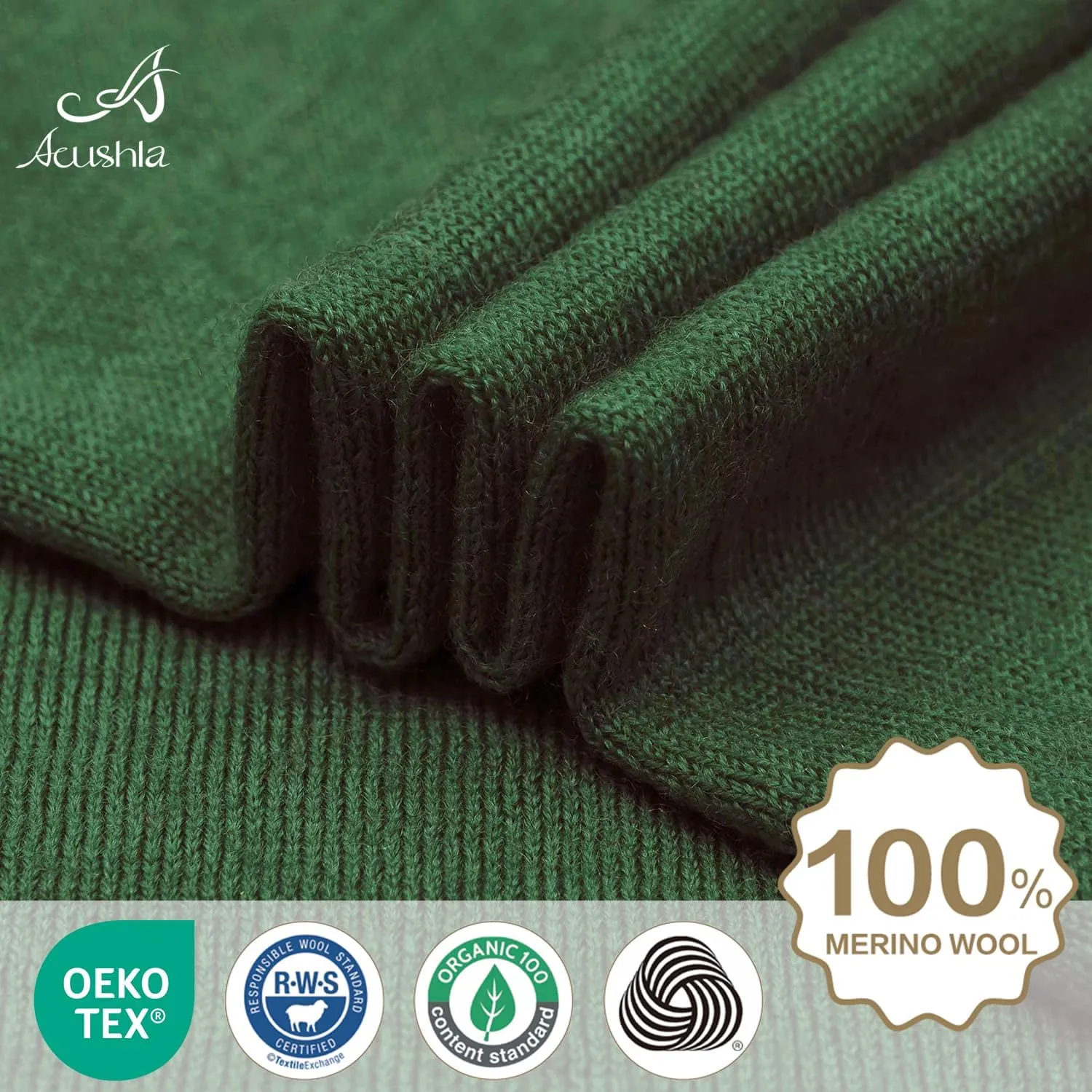 ACUSHLA 100% Merino Wool Cuff Beanie for Men & Women Knitted Winter Hat Unisex Watch Cap Skull Wrap for Cold Weather