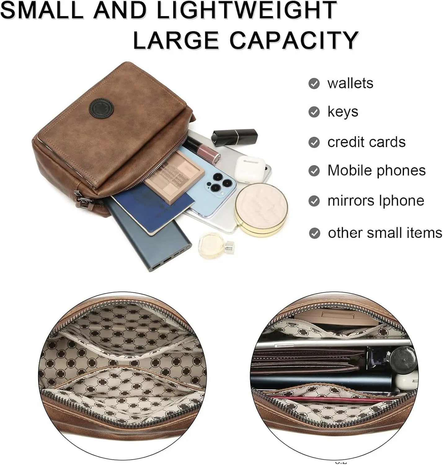 AFKOMST Small Crossbody Purse for Women, Vegan Leather Cross Body Bag and Trendy Shoulder Handbag with Guitar Strap