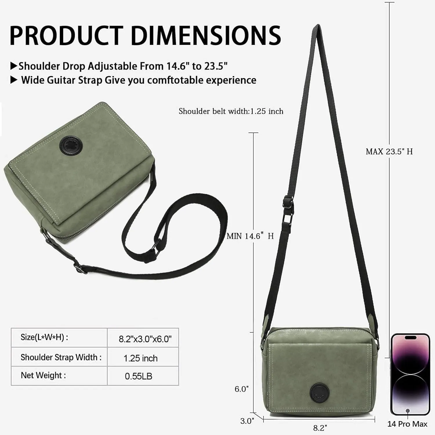 AFKOMST Small Crossbody Purse for Women, Vegan Leather Cross Body Bag and Trendy Shoulder Handbag with Guitar Strap