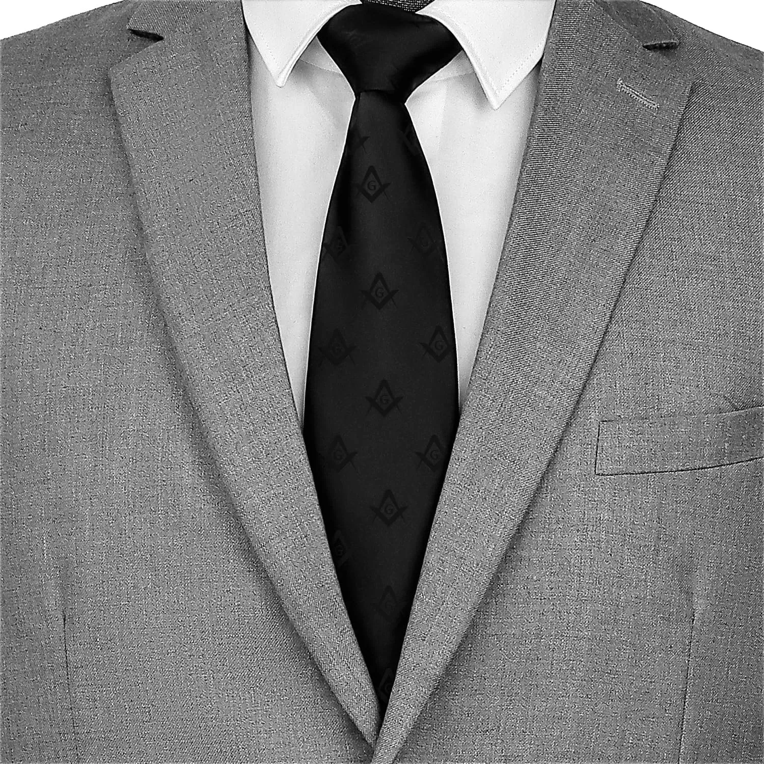 AMITER Woven Necktie for Freemason, Mens Fashion Neck Ties with Masonic Square & Compass