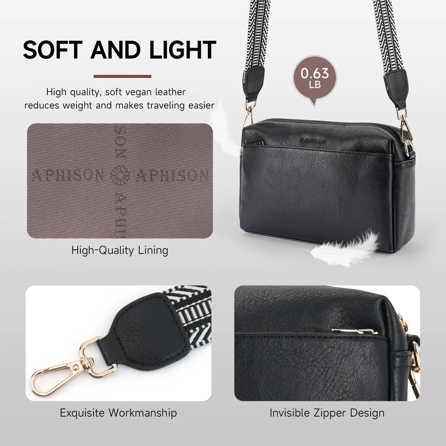 APHISON Small Crossbody Bags for Women, Triple Zip Crossbody Cell Phone Purse Shoulder Handbags with Adjustable Strap