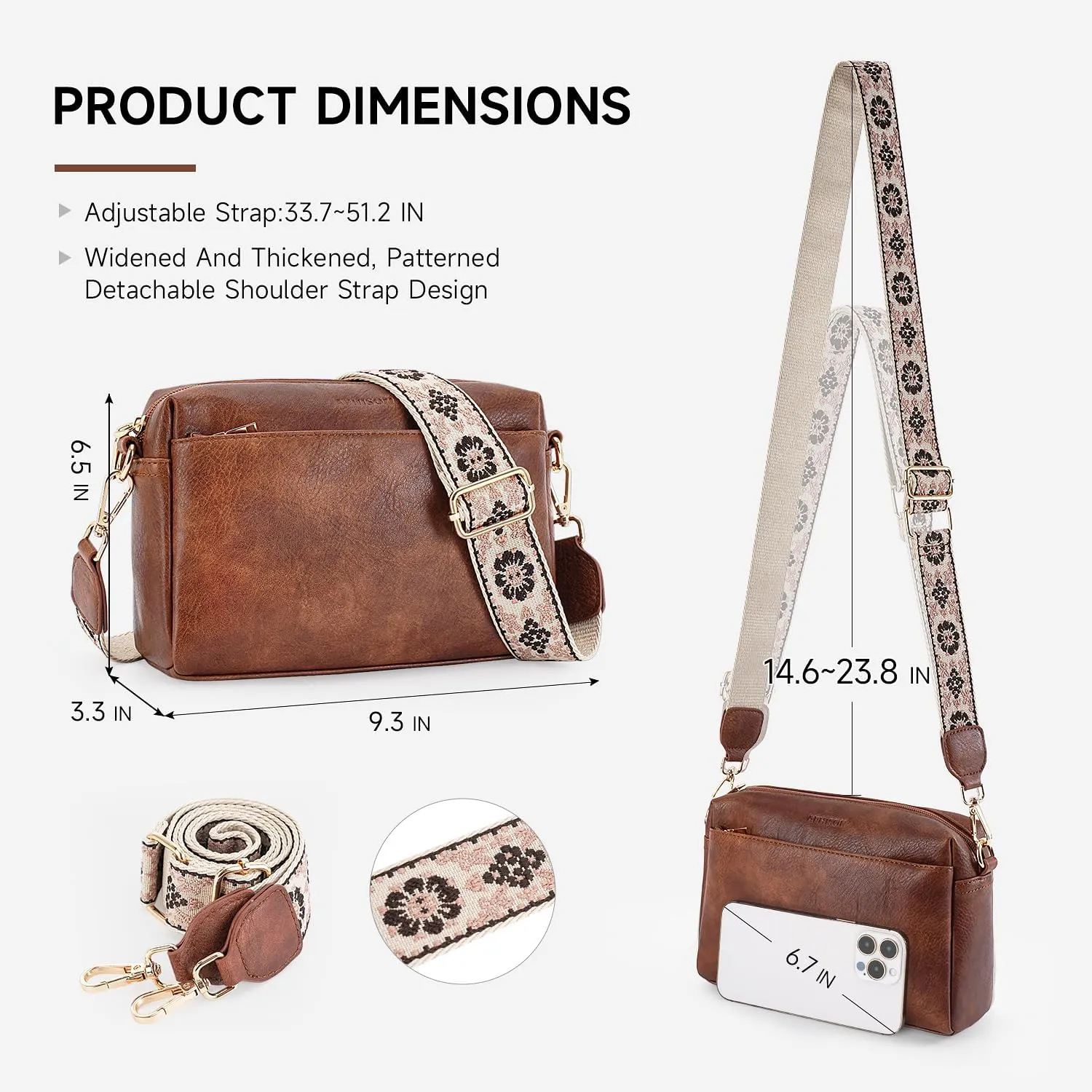 APHISON Small Crossbody Bags for Women, Triple Zip Crossbody Cell Phone Purse Shoulder Handbags with Adjustable Strap
