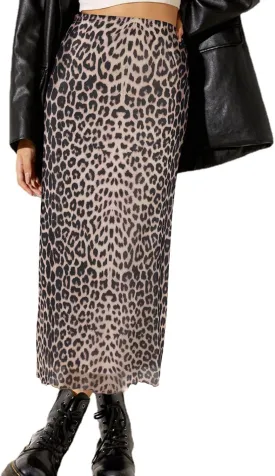 Avanova Women Mesh Floral Boho High Waist Midi Skirt Lettuce Trim Summer A Line Skirt
