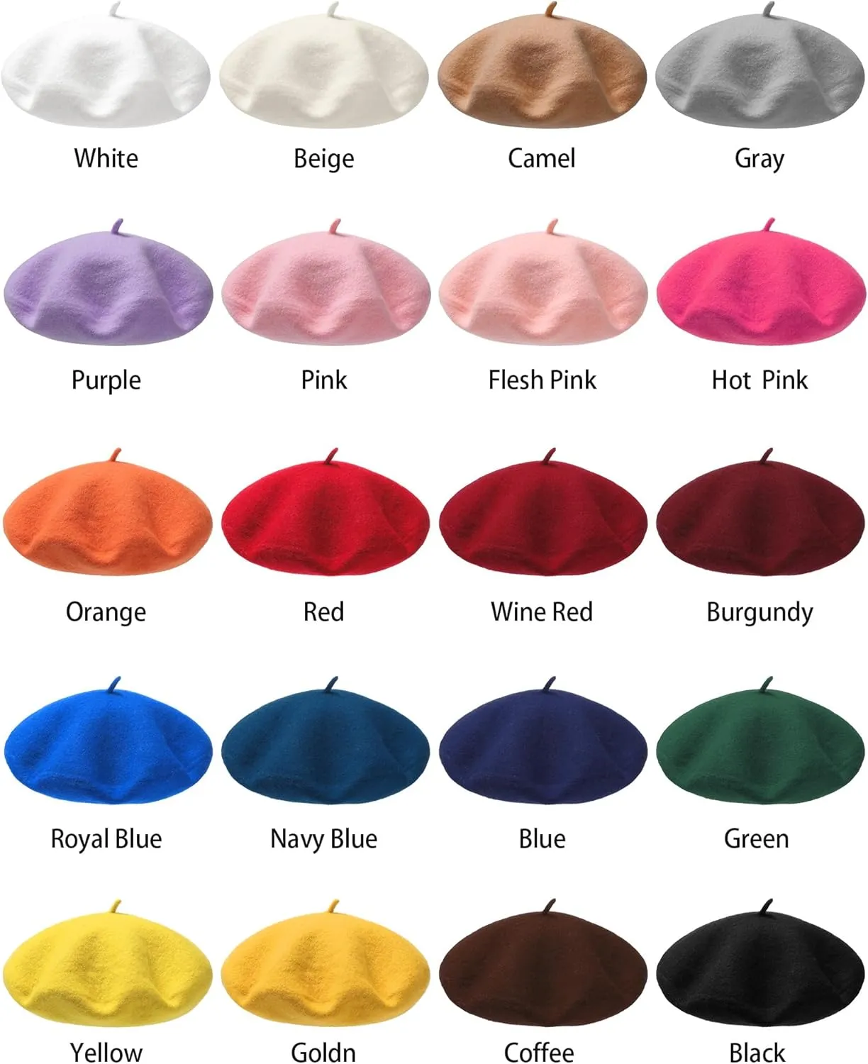 AWAYTR Wool French Beret Hats - Solid Color Artist Beret Hat for Women and Kids