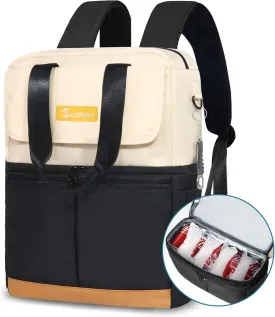 Backpack Cooler with Double Decker & 12 Ice Packs- Keeps 36 Cans Cold for Up to 24 Hours- Waterproof & Leak Proof Insulated Cooler Backpack- Stylish Cooler Bookbag for Women Travel Work Beach