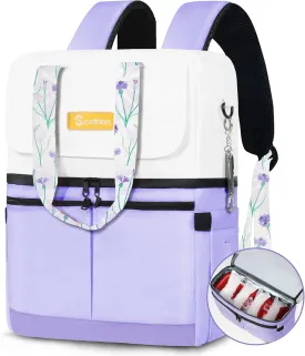 Backpack Cooler with Double Decker & 12 Ice Packs- Keeps 36 Cans Cold for Up to 24 Hours- Waterproof & Leak Proof Insulated Cooler Backpack- Stylish Cooler Bookbag for Women Travel Work Beach