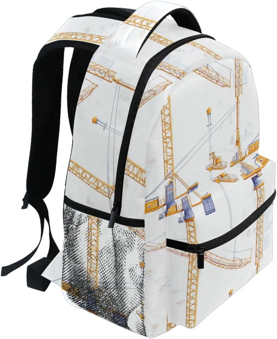 Backpack for Teens Boys Girls Waterproof Backpack With Water Bottle Pocket with Chest Strap Gift Men & Women Cartoon Powerful Imposing Tower Crane