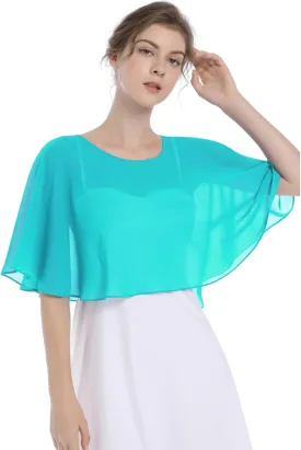 Baoqiya Wedding Capes Bridal Capelet Chiffon Lace Shrug Shawls and Wraps for Evening Dress