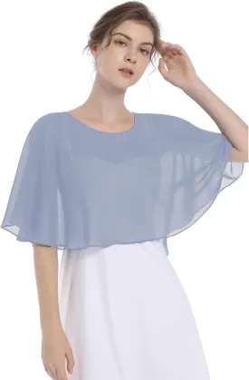 Baoqiya Wedding Capes Bridal Capelet Chiffon Lace Shrug Shawls and Wraps for Evening Dress
