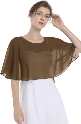 Baoqiya Wedding Capes Bridal Capelet Chiffon Lace Shrug Shawls and Wraps for Evening Dress