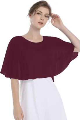 Baoqiya Wedding Capes Bridal Capelet Chiffon Lace Shrug Shawls and Wraps for Evening Dress