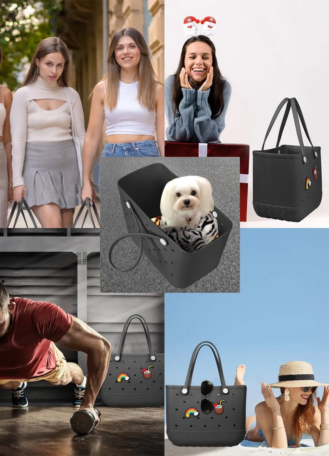 Beach Bag Rubber Tote Bag - Waterproof Travel Bag for Women Washable Tote Bag Handbag for Sports Beach Market Pool