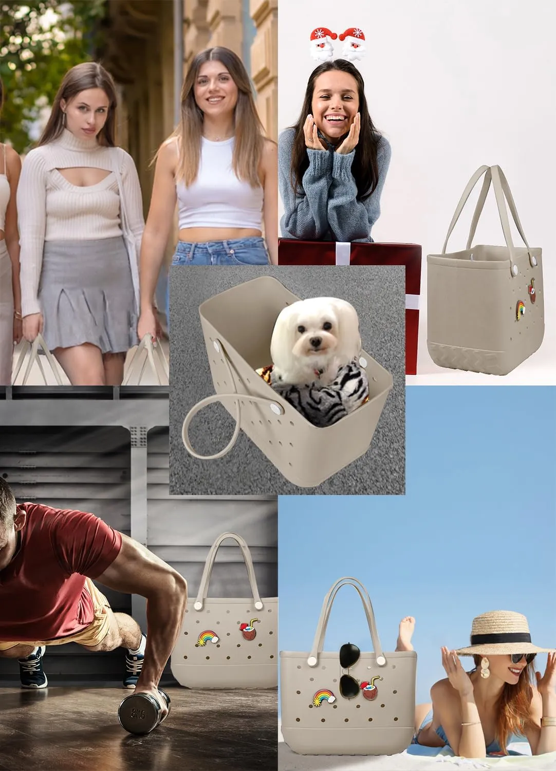 Beach Bag Rubber Tote Bag - Waterproof Travel Bag for Women Washable Tote Bag Handbag for Sports Beach Market Pool