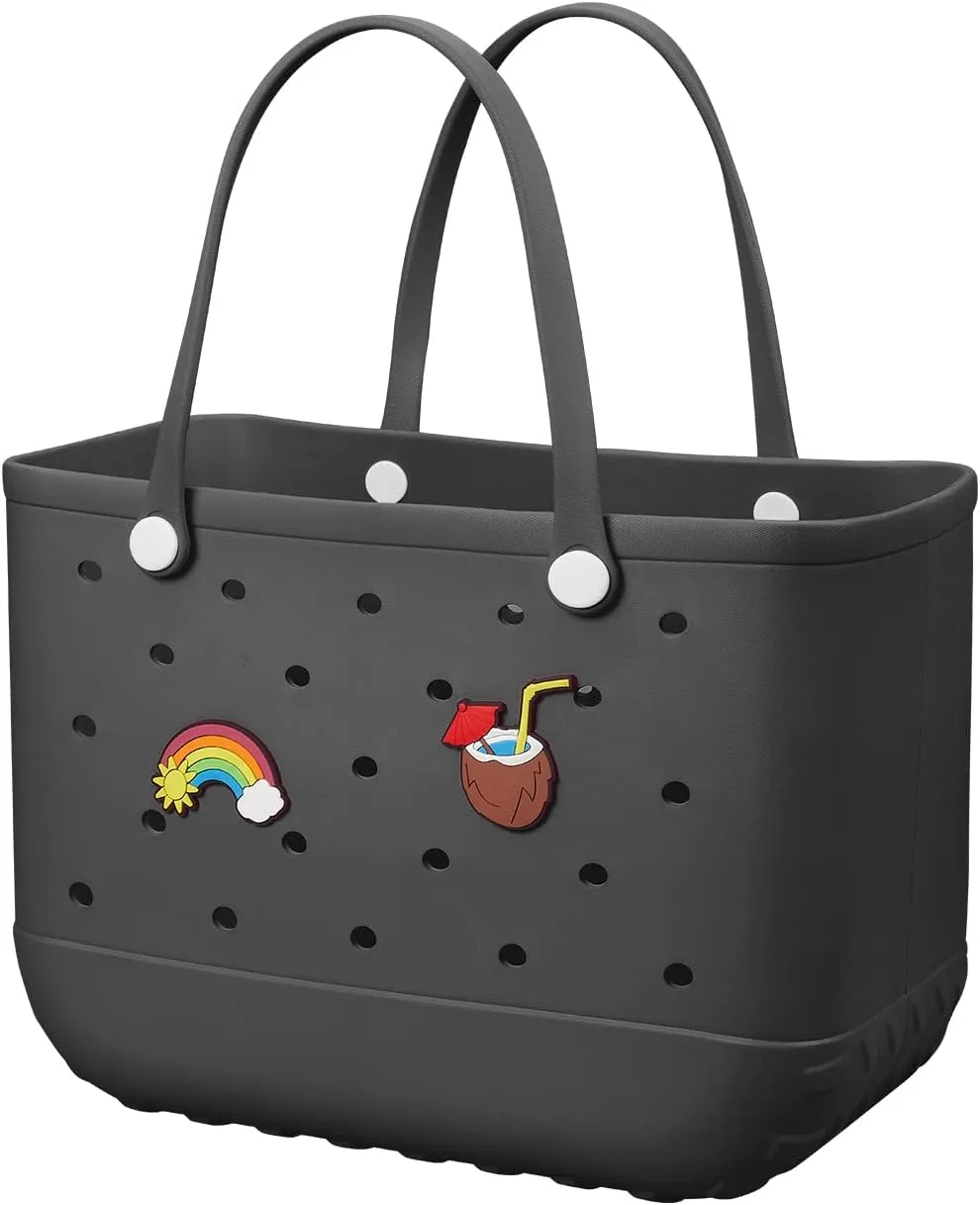 Beach Bag Rubber Tote Bag - Waterproof Travel Bag for Women Washable Tote Bag Handbag for Sports Beach Market Pool