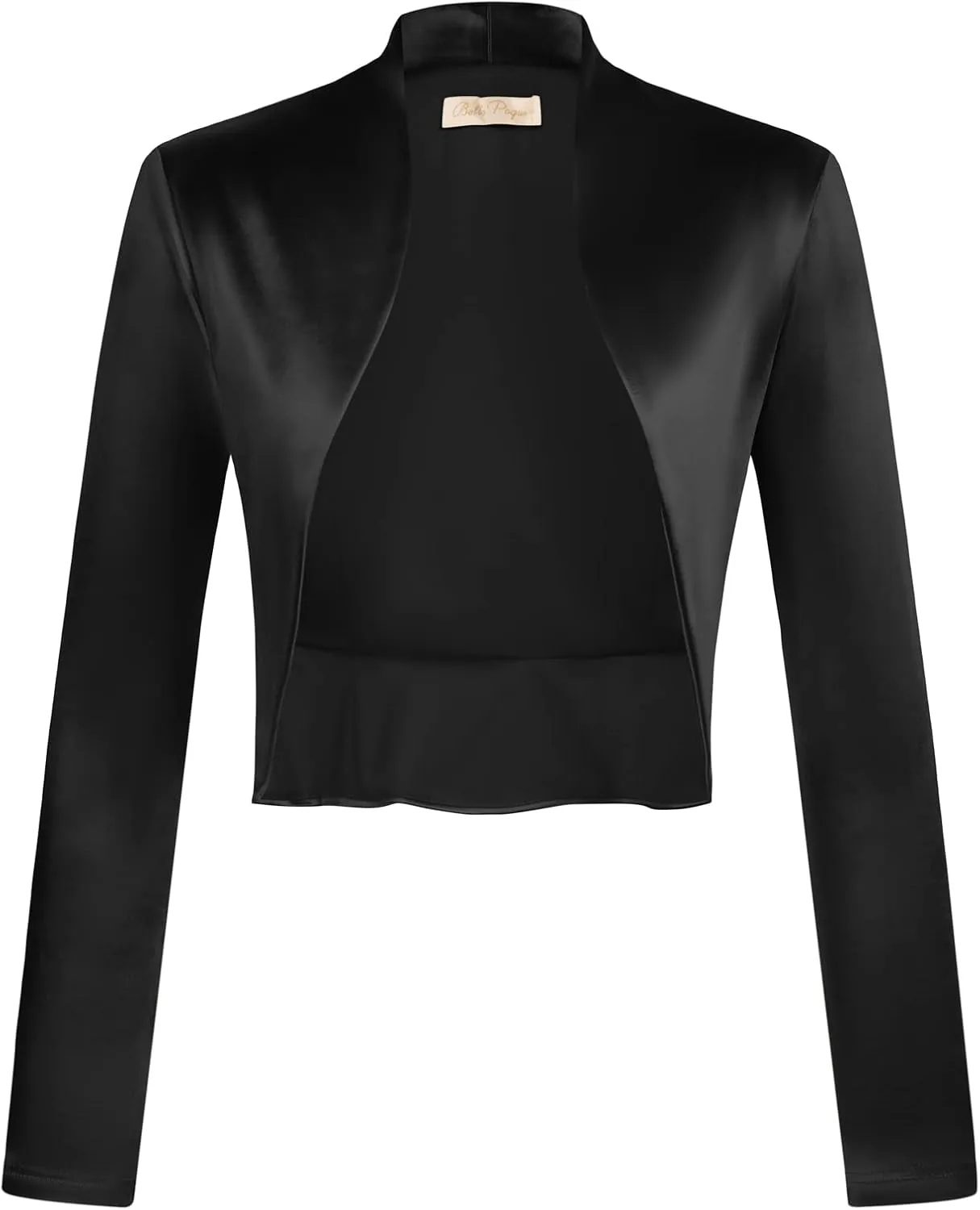 Belle Poque Women's Vintage Cropped Shrug Open Front Long Sleeve Ruffled Bolero Cardigan for Dress S-2XL