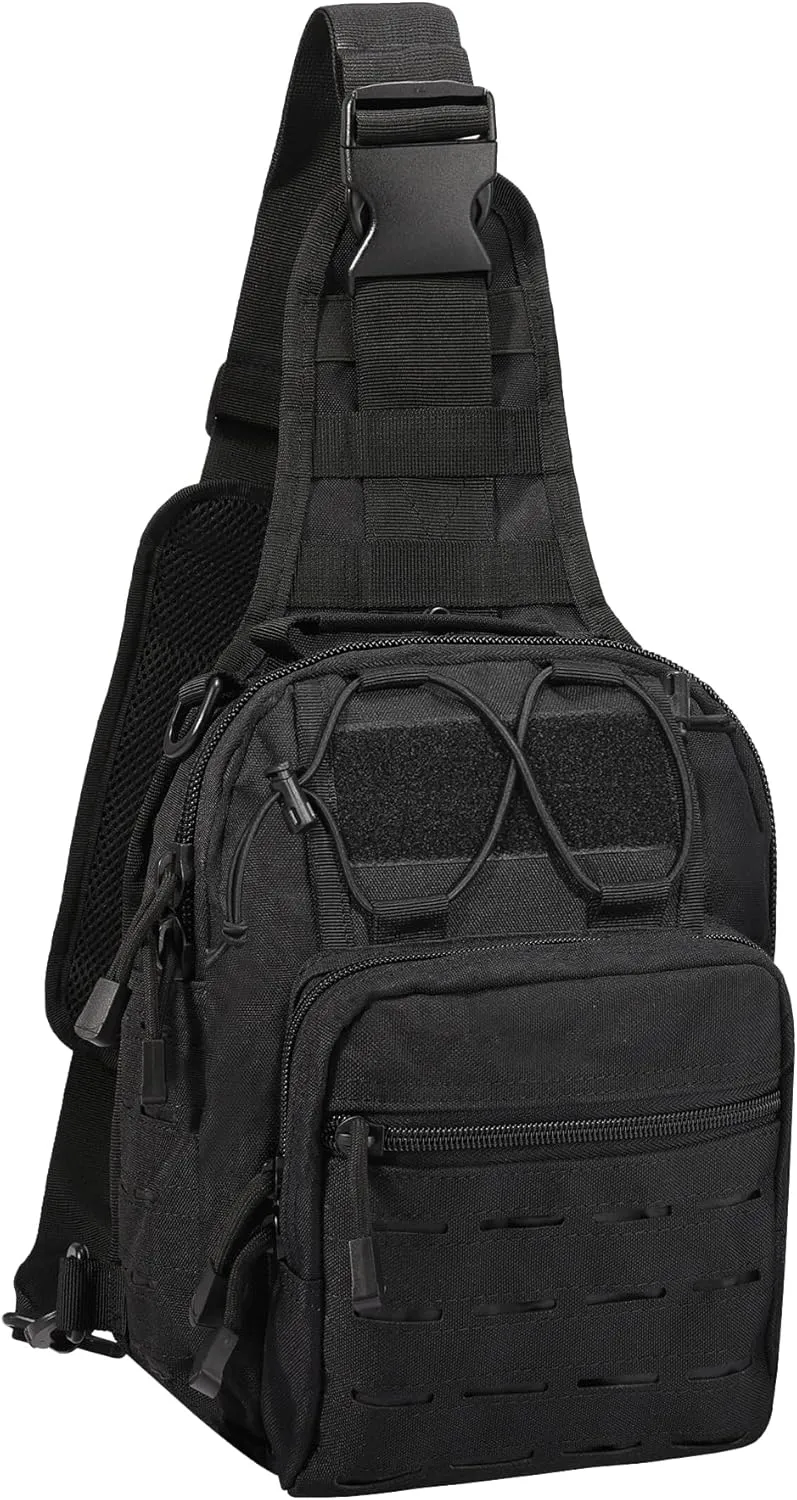 BOMTURN Tactical Backpack-1000D Waterproof Military Backpack/Laser-Cut/CCW Bags Sling Bag Tactical Satchel Shoulder Bag Men