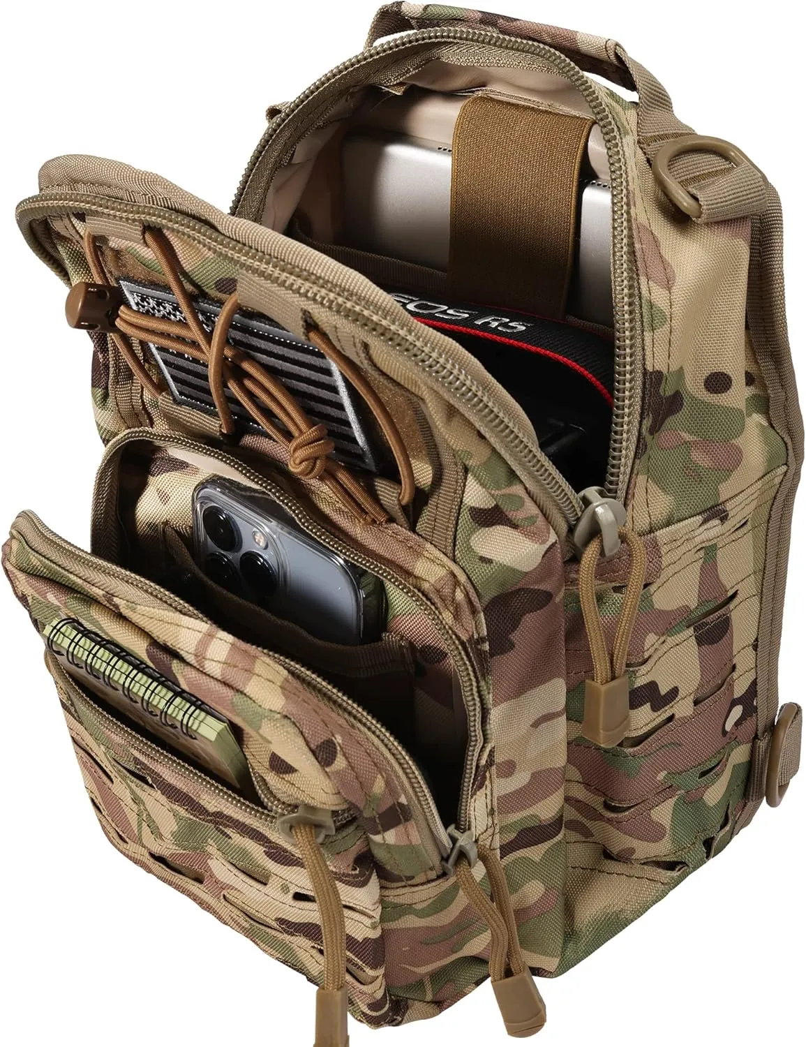 BOMTURN Tactical Backpack-1000D Waterproof Military Backpack/Laser-Cut/CCW Bags Sling Bag Tactical Satchel Shoulder Bag Men