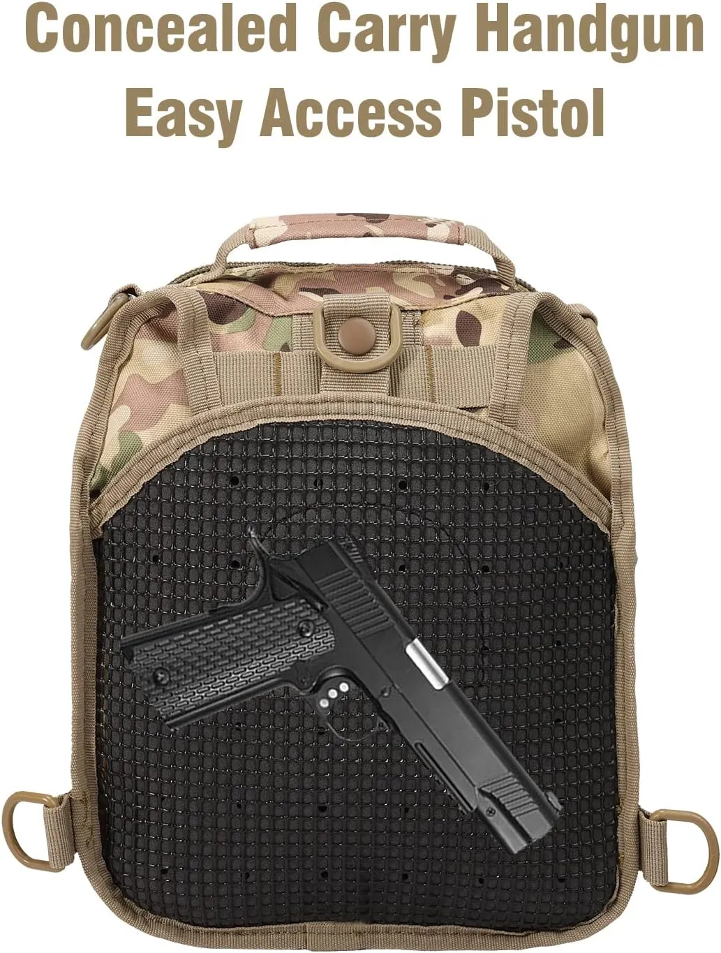 BOMTURN Tactical Backpack-1000D Waterproof Military Backpack/Laser-Cut/CCW Bags Sling Bag Tactical Satchel Shoulder Bag Men