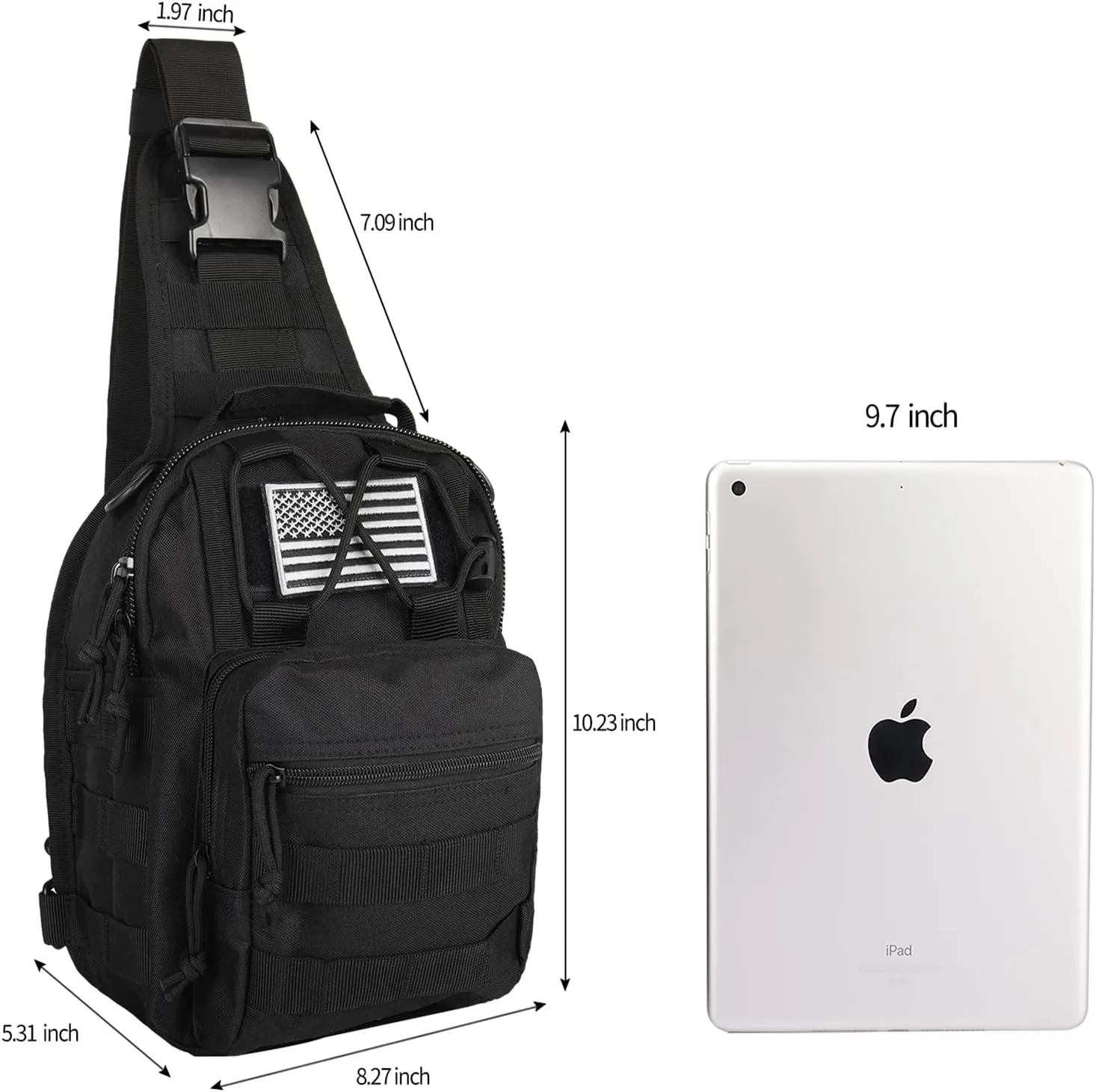 BOMTURN Tactical Backpack-1000D Waterproof Military Backpack/Laser-Cut/CCW Bags Sling Bag Tactical Satchel Shoulder Bag Men