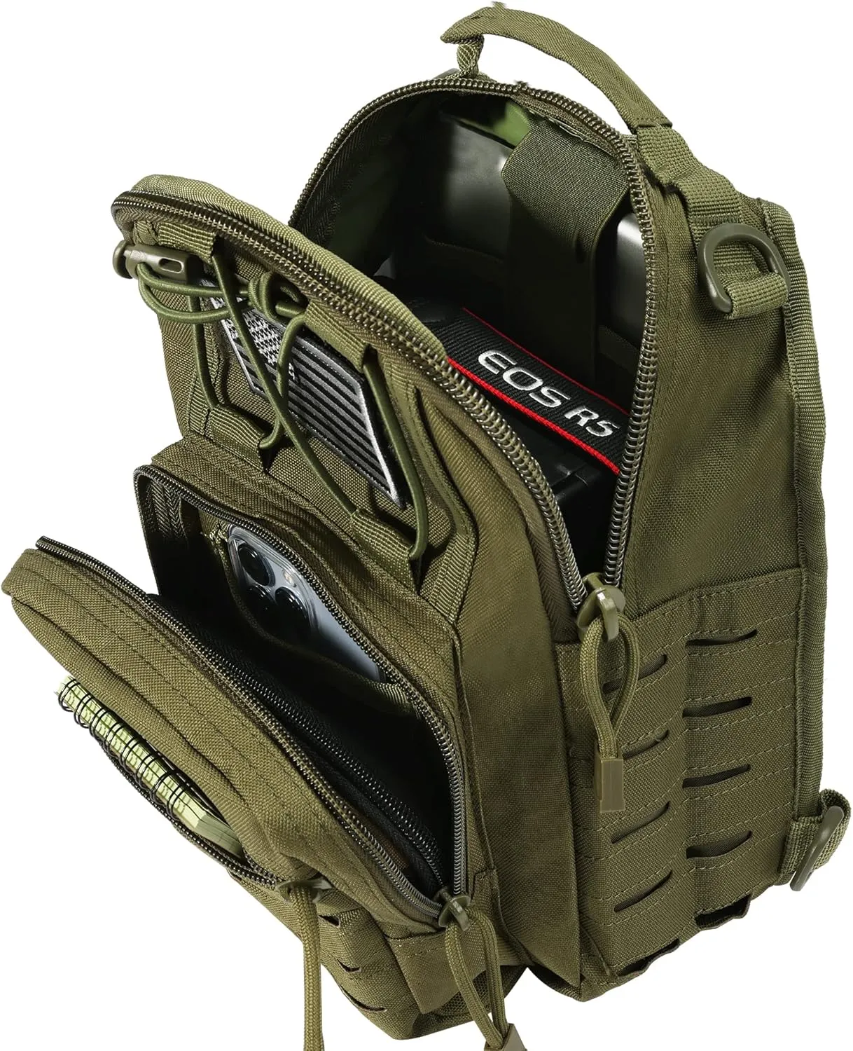 BOMTURN Tactical Backpack-1000D Waterproof Military Backpack/Laser-Cut/CCW Bags Sling Bag Tactical Satchel Shoulder Bag Men