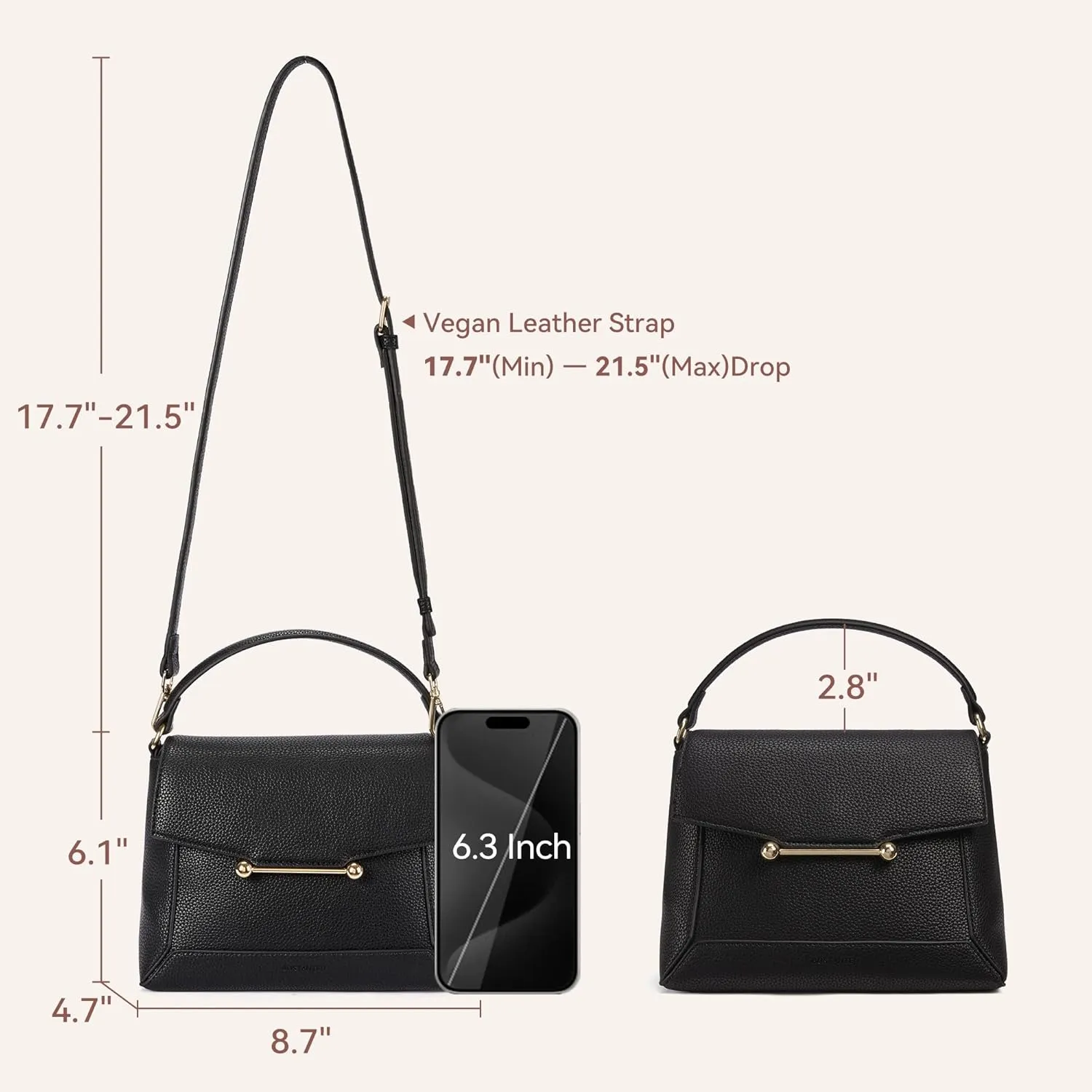 BOSTANTEN Small Crossbody Bags for Women Trendy Top Handle Shoulder Purse Vegan Leather Handbags with Flap