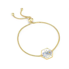 Bracelets For Women - Handmade Forget-Me-Not Flower Pendant Crafted From Resin - Bracelet Nature-Inspired Gift - Dainty Personalized Bracelet | Adjustable(Gold) leaf