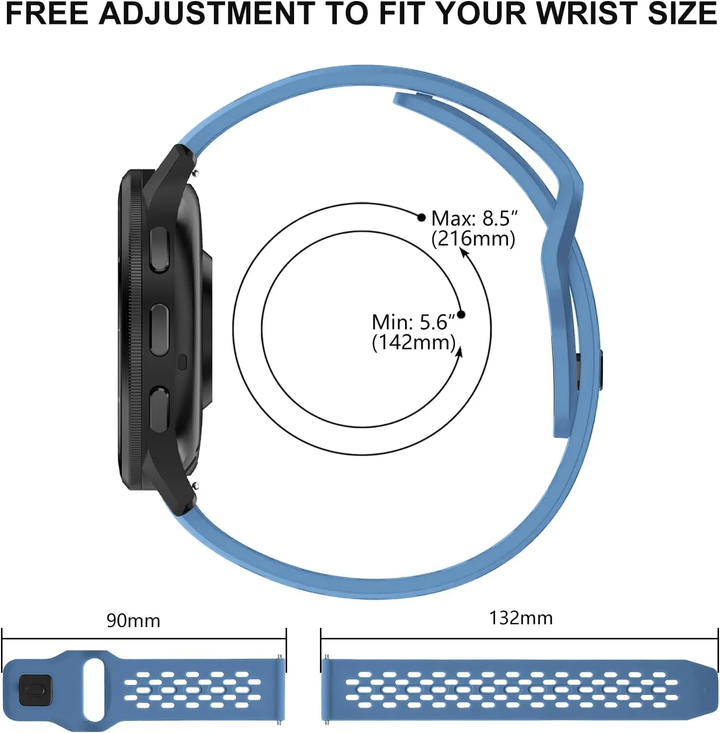 Breathable Bands Compatible with Garmin Venu 3S/Venu 2S/Vivoactive 4S/Vivomove 3S,18mm Silicone Watch Strap Soft Replacement Wristband for Garmin Forerunner 255S/255S Music/265S Women Men