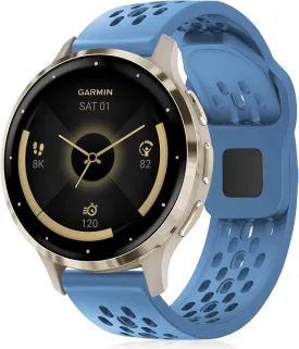Breathable Bands Compatible with Garmin Venu 3S/Venu 2S/Vivoactive 4S/Vivomove 3S,18mm Silicone Watch Strap Soft Replacement Wristband for Garmin Forerunner 255S/255S Music/265S Women Men