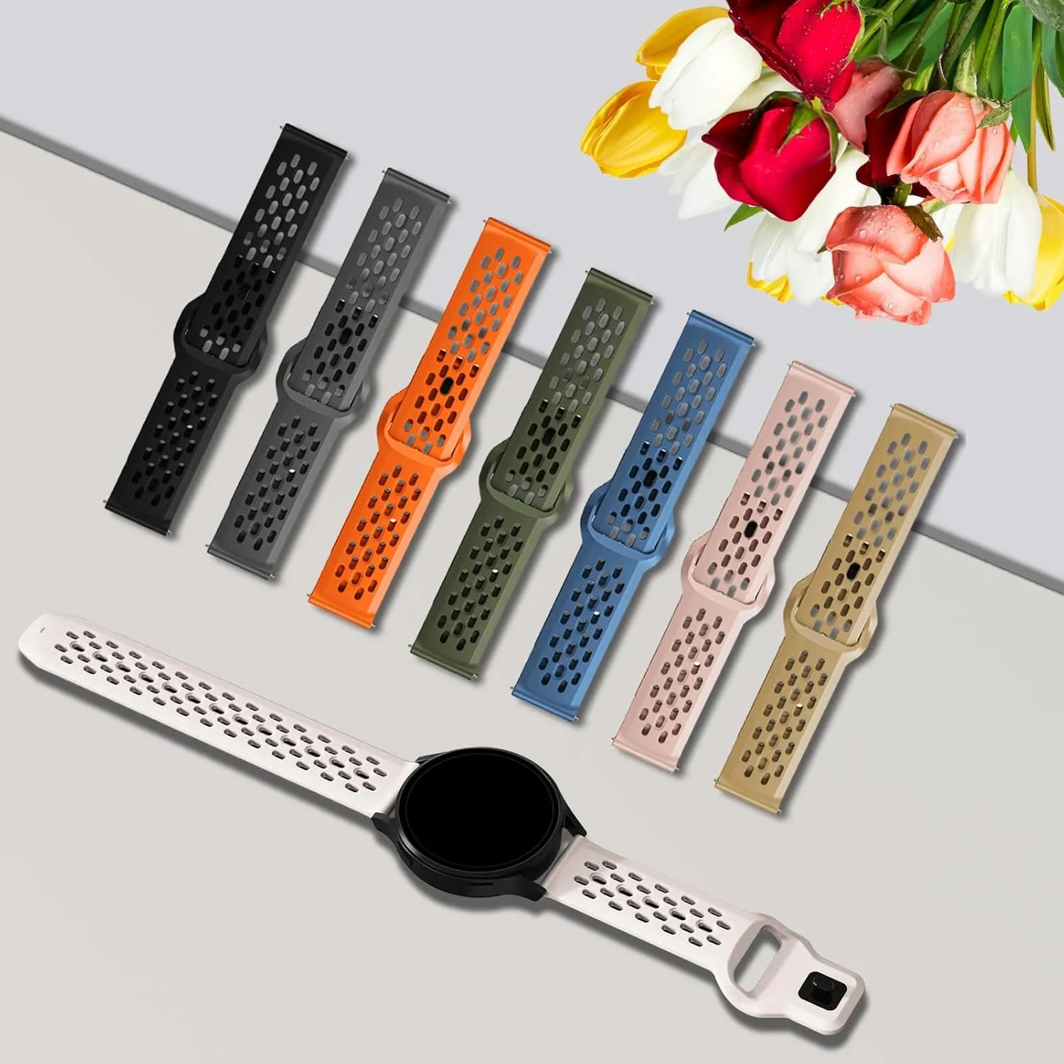 Breathable Bands Compatible with Garmin Venu 3S/Venu 2S/Vivoactive 4S/Vivomove 3S,18mm Silicone Watch Strap Soft Replacement Wristband for Garmin Forerunner 255S/255S Music/265S Women Men