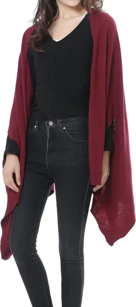 BRUCERIVER Women's Wool Blended Versatile Multi Style Long Knit Poncho Shawls