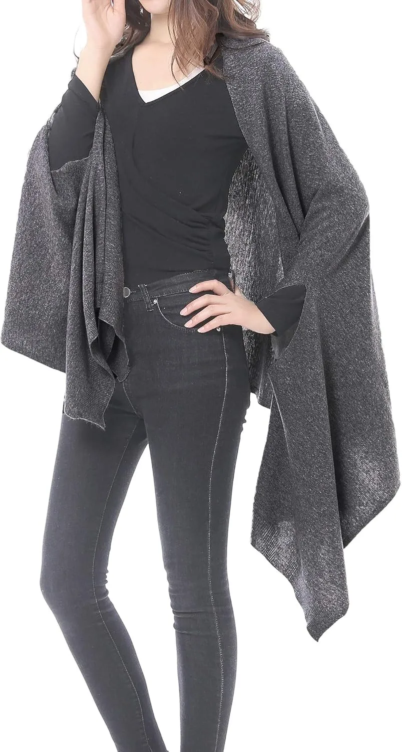 BRUCERIVER Women's Wool Blended Versatile Multi Style Long Knit Poncho Shawls