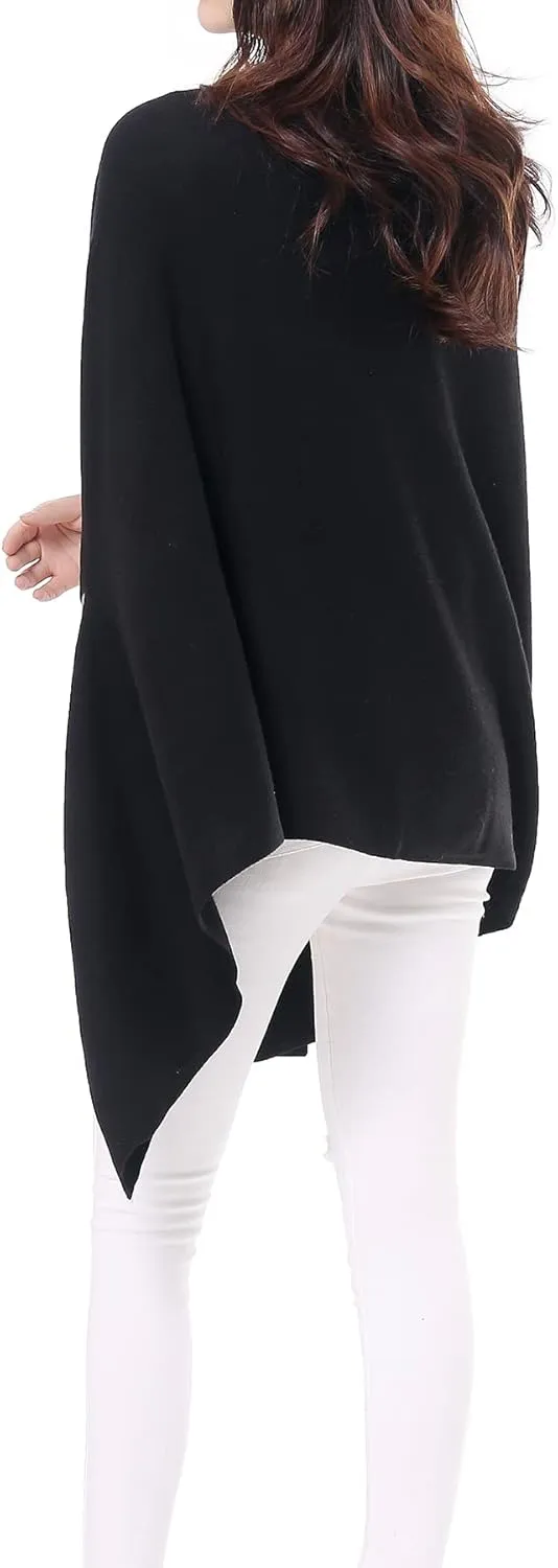 BRUCERIVER Women's Wool Blended Versatile Multi Style Long Knit Poncho Shawls